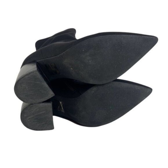 Jeffrey Campbell Neoprene Sock Black Heels Curved Stacked Block Heel Pointed Toe - Picture 8 of 8